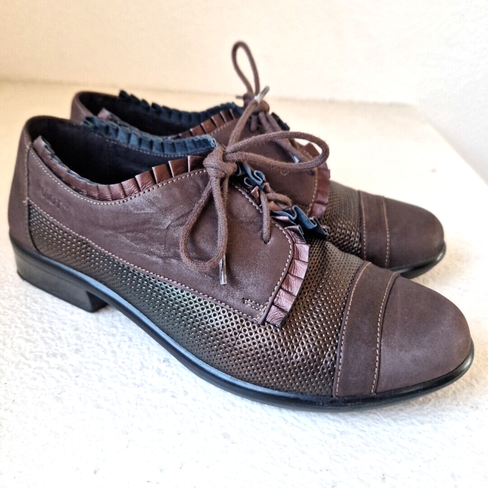 Naot Shoes Womens 37 US 6-6.5 Yama Iridescent Oxford Brown Academia Cap Toe Lace